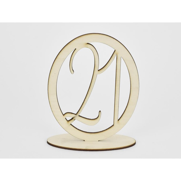 Lemn natural - Numar de masa in rama ovala 21 15,5cm