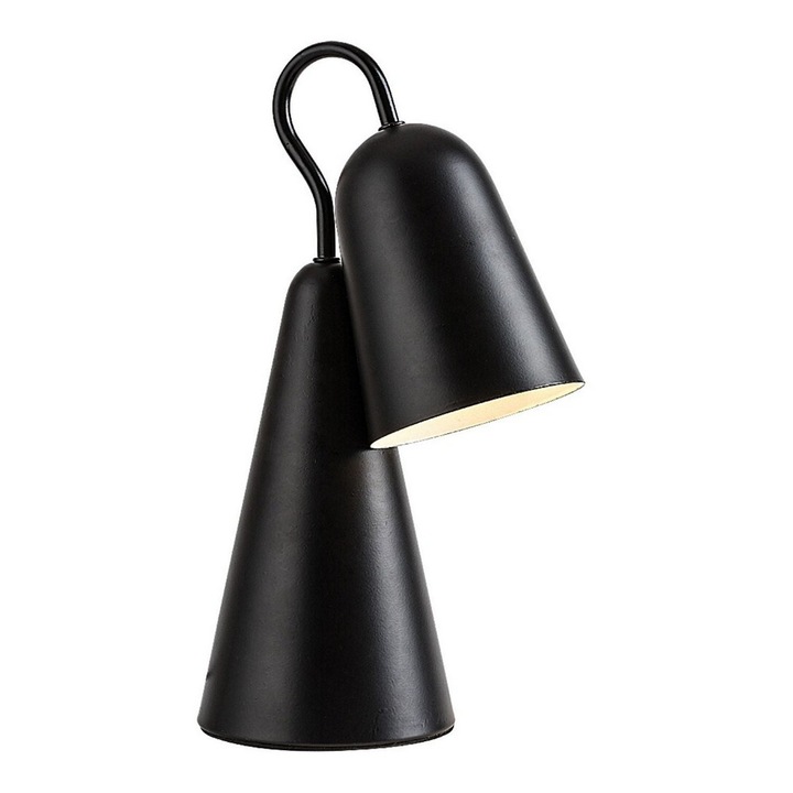 Настолна лампа, изработена от метал, абажур във формата на камбана, модерен и компактен дизайн, фасунга E14, 40 W, 350 x 130 мм, черен цвят