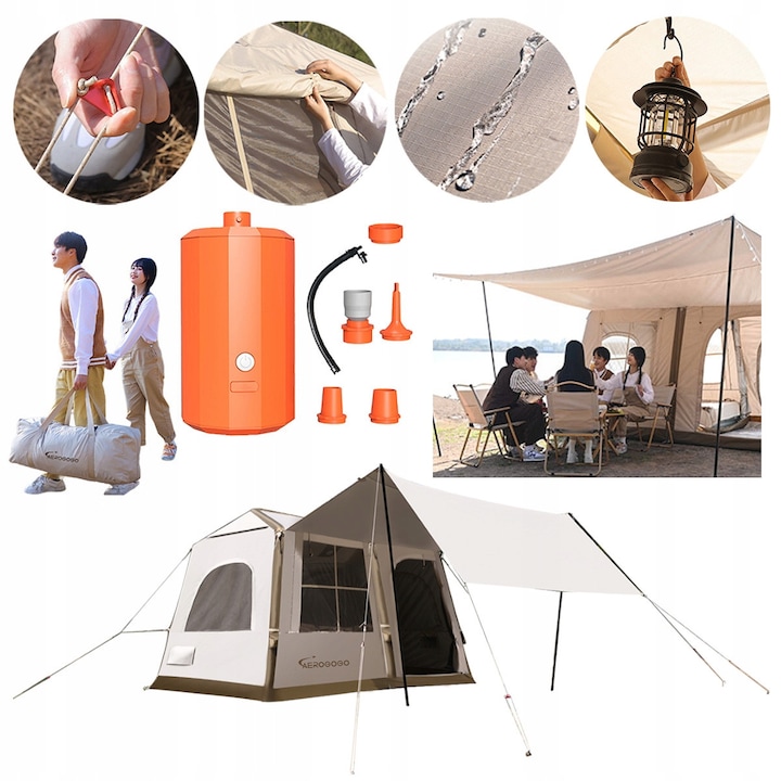 Надуваема палатка Aerogogo Zt1 02, ZEST 0001354, 305x230x200 см, Многоцветна, Размери след опаковане 75x28x28 см, Полезна площ 7 м², Материал Найлон Оксфорд 210D, лесна за сглобяване и транспортиране