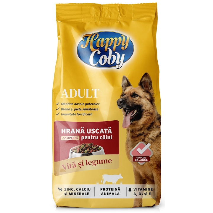 Hrana pentru caini Happy Coby, vita si legume, 10 kg