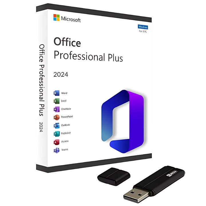 Microsoft Office 2024 Pro Plus, Állandó Licenc, 32/64 bit, Windows 10/11, USB Stick mellékelve