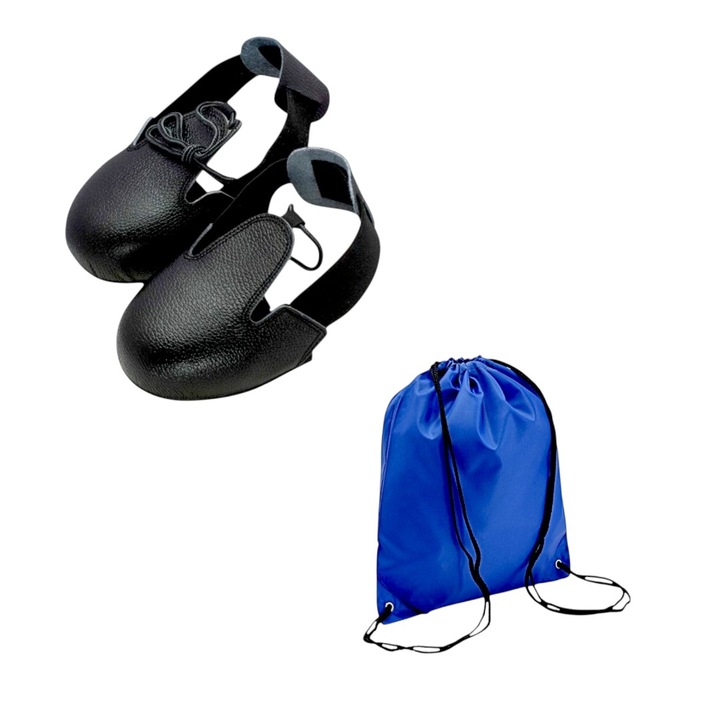 Protectie pentru incaltaminte, de siguranta la loc de munca, varf otel, curea reglabila, talpa antiderapanta, din cauciuc, marime 38-45 cu Rucsac nylon, albastru, pliabil, 42x34 cm