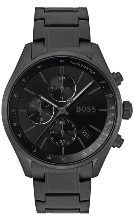 Ceas bărbătesc Hugo Boss Grand Prix, cronograf sportiv, PVD negru, 44mm, set cu cutie originală