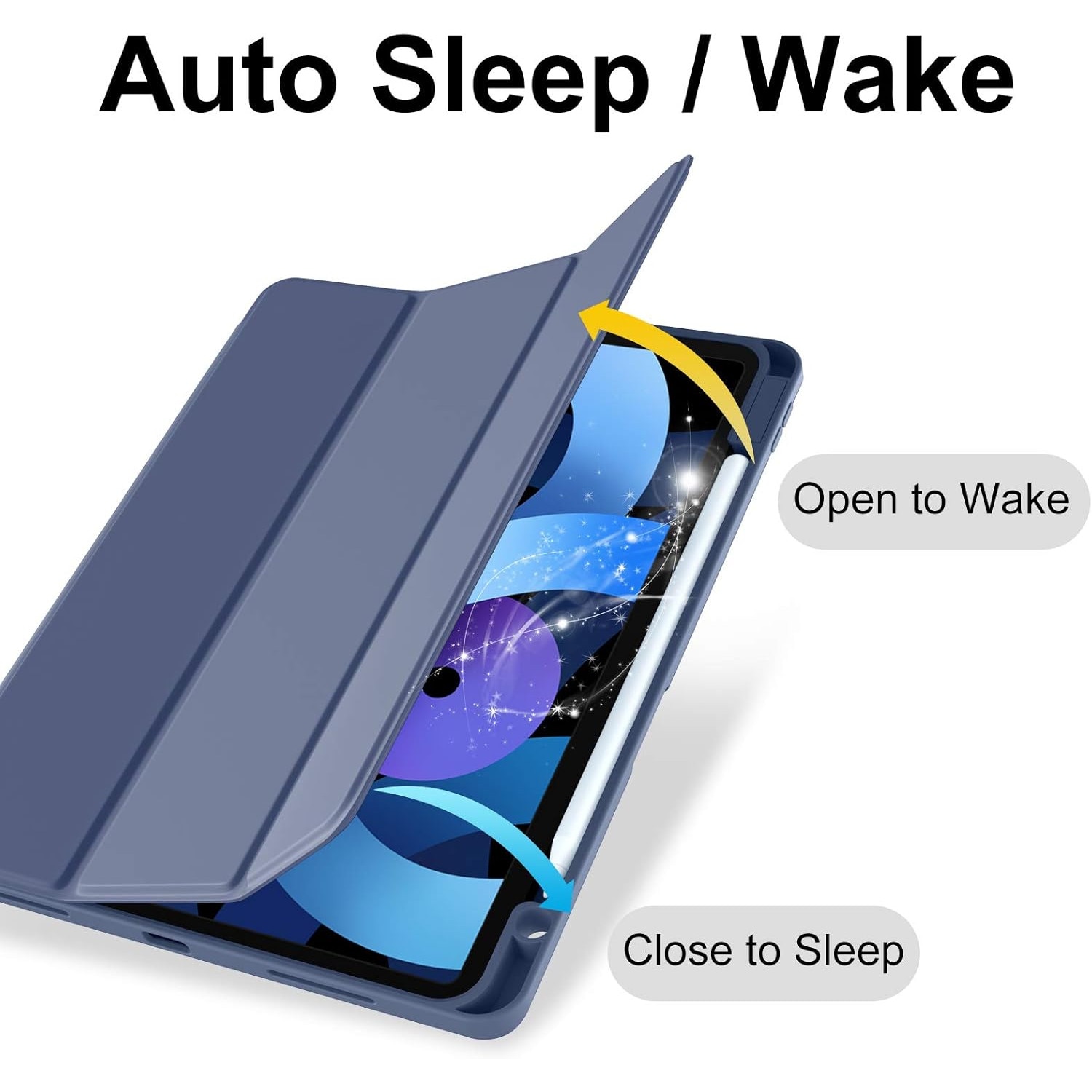 Husa tableta iPad Air 11 inch 2024 M2/ iPad Air 5/4 (2022/2020 10.9 inch) cu Auto Sleep Wake Albastru Navy