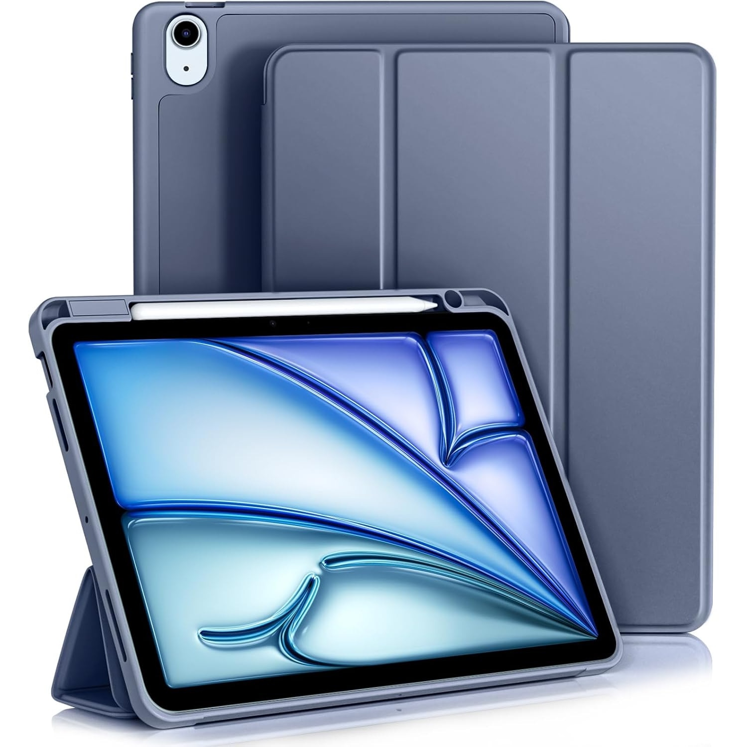 Husa tableta iPad Air 11 inch 2024 M2/ iPad Air 5/4 (2022/2020 10.9 inch) cu Auto Sleep Wake Albastru Navy