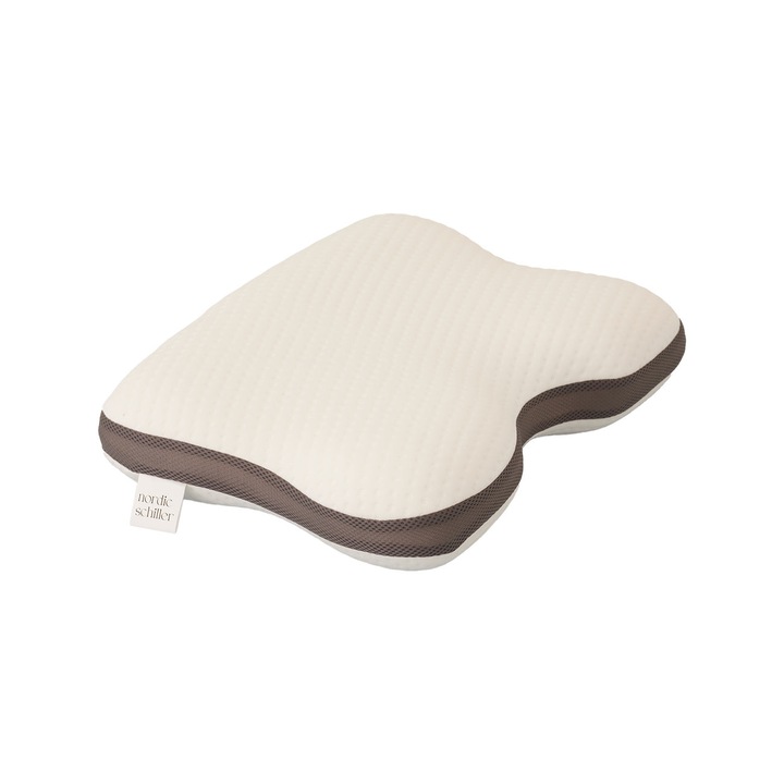 Ортопедична възглавница против хъркане, сива вискоеластична пяна, 60x40x12 см, подвижен 3D мрежест калъф, ергономичен дизайн със страничен контур, Nordic Schiller Pro