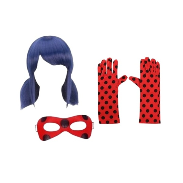 Комплект аксесоари за костюм на калинка, перука, маска, ръкавици, универсален размер