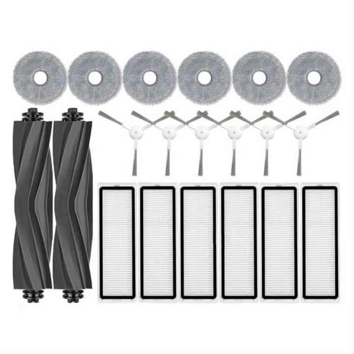 Porszívó tartozék készlet, XCRH, Dreame L10 Prime/L10S Pro modellekhez, 2 kefe, 6 felmosó ruha, 6 szűrő, szürke + fehér