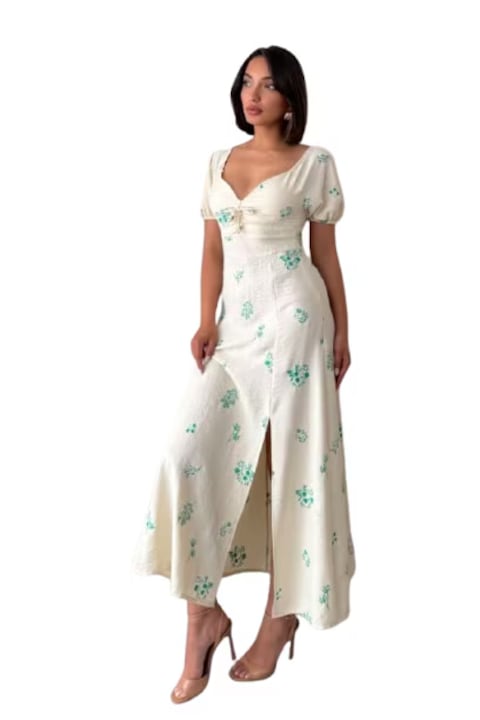 Rochie menta, Crem pastel/Verde menta, L