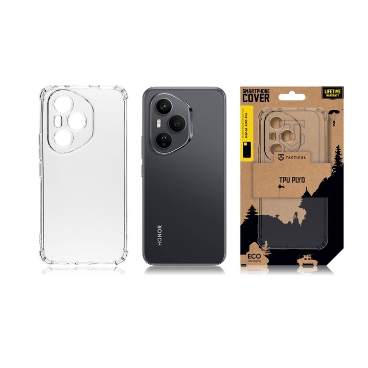 Тактически защитен калъф TPU Plyo за Honor 400 Pro, прозрачен