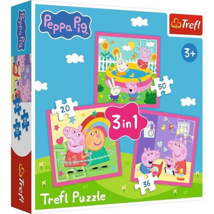 Trefl 3 az 1-ben puzzle (20,36,50 db-os) - Peppa malac (34873)