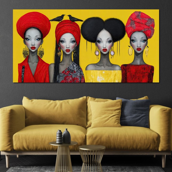 Премиум картина върху платно, LuxCanva G1135, Четири кралици и една песен, 60 X 120 см