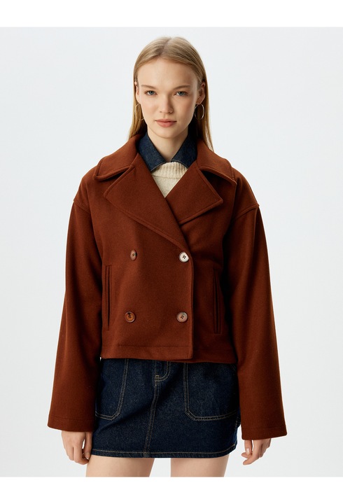 KOTON, Jacheta crop cu nasturi, Bronz, XS