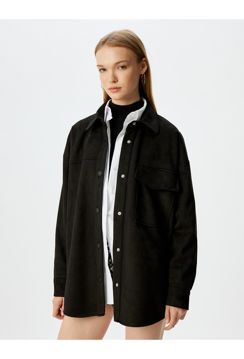 KOTON, Jacheta-camasa lejera cu capse, Maro, XS