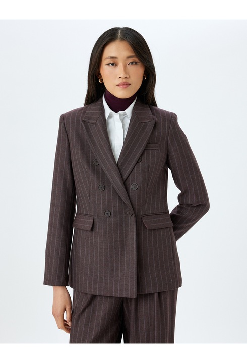 KOTON, Sacou cambrat cu doua randuri de nasturi, Visiniu, XS