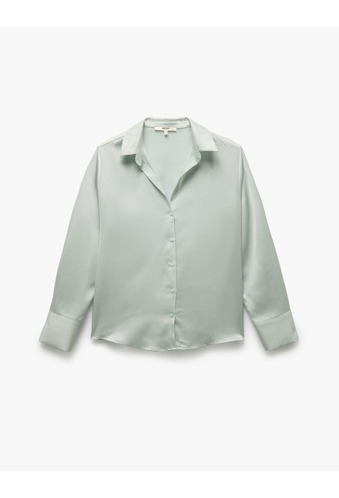 KOTON, Camasa de satin cu maneci lungi, Albastru, XS