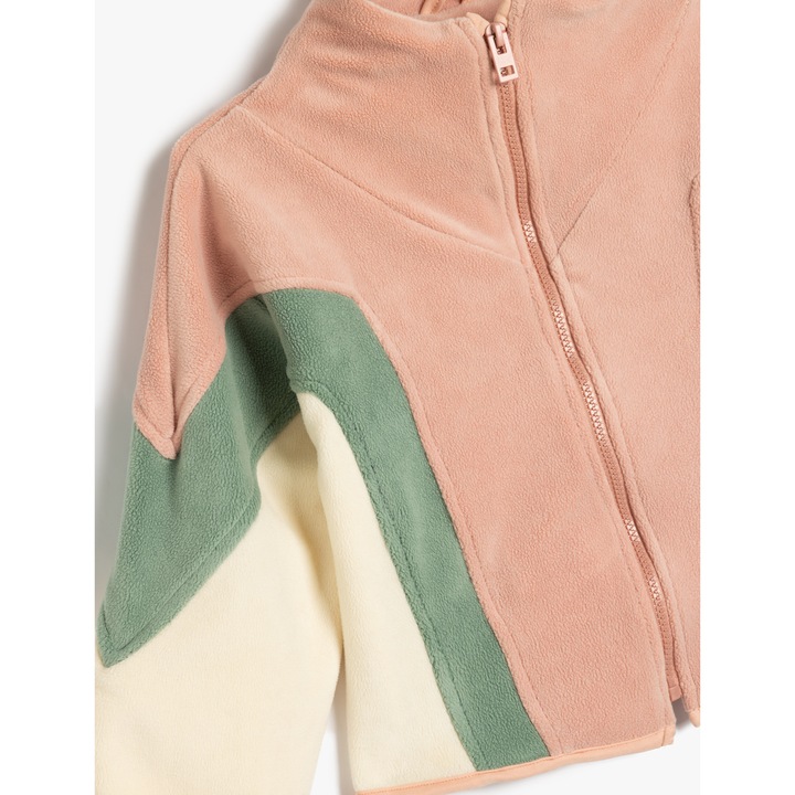 KOTON, Jacheta din fleece cu model colorblock, Roz, 146-152 CM
