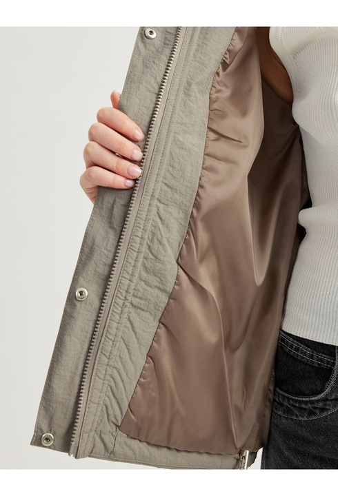 KOTON, Jacheta de ploaie cu gluga, Grej, XS