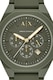 ARMANI EXCHANGE, Chrono karóra szilikonszíjjal, sötét katonaizöld