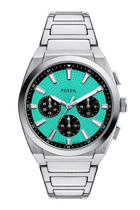 Fossil, Ceas cronograf de otel inoxidabil, Argintiu