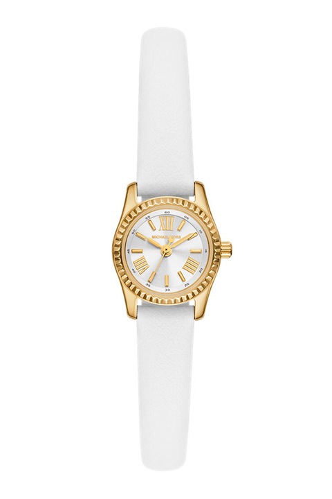 Michael Kors, Кварцов часовник Lexington с кожена каишка, Златист, Бял
