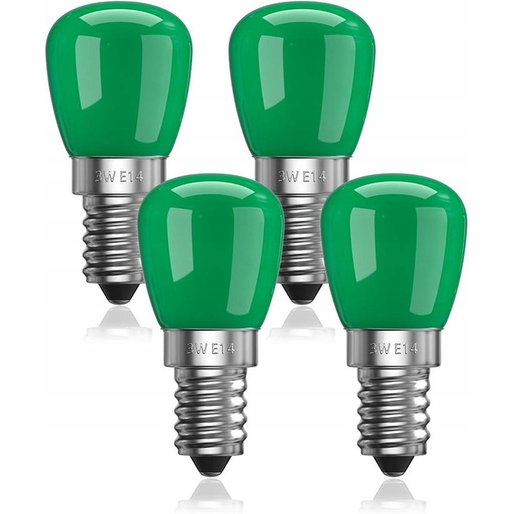 Becuri E14 set 4 bucati, verde, 3W, 5,4x2,58cm