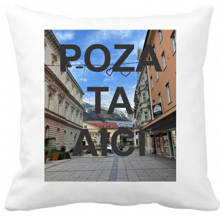 Perna personalizata cu poza ta, 40 x 40 cm, poliester, alba, CRD PRINT, 330ml, alba
