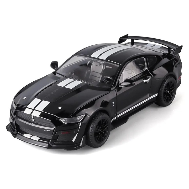 Ford Mustang GT500 öntött autó, 1:18 méretarány, fekete, csomagolás nélkül