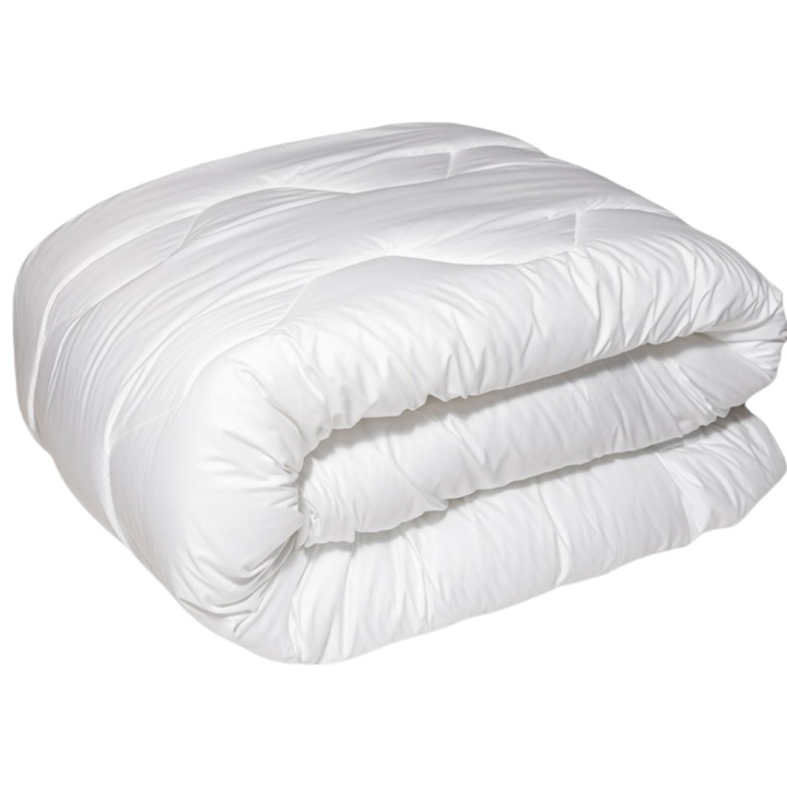 Pilota Premium, Textom, Gold Swiss, 160x200 cm, 400 g/m², Antialergica, Certificat Oeko-Tex 100, Pentru tot anul, Fata de lux din microfibra elvetiana, Umplutura pufoasa din fibra Hollow, Alb