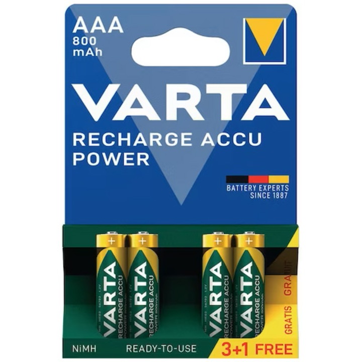 Varta AAA 800 mAh akkumulátor, Előtöltött, Ready2Use 3+1 ingyen