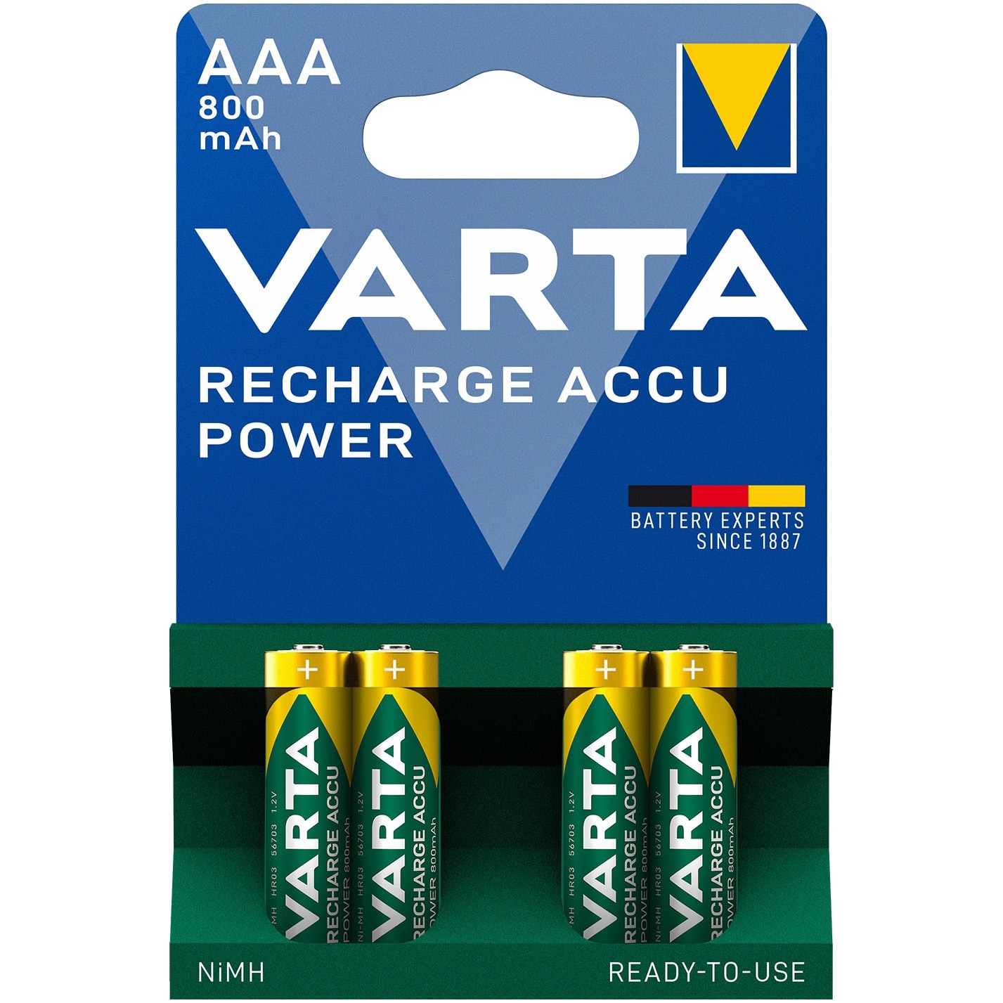 Acumulatori Varta AAA 800 mAh, Preincarcati, Ready2Use 3+1 gratis