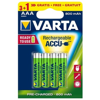 Acumulatori Varta AAA 800 mAh, Preincarcati, Ready2Use 3+1 gratis Acumulatori Varta AAA 800 mAh, Preincarcati, Ready2Use 3+1 gratis