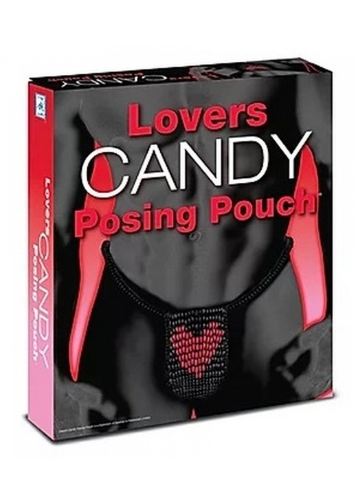 Férfi alsó Candy Balls cukorka és szívecske mintával, fekete/rózsaszín