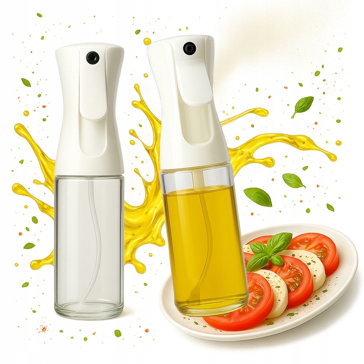 Комплект от 2x Spryskiwacz Do Olej 200 ml, Bimberek, стъкло, бяло, 23,8x7,5 cm