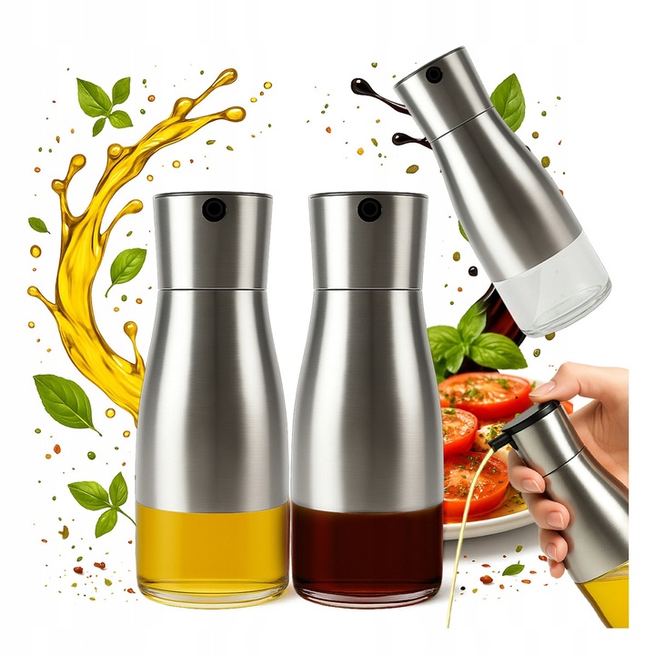 Set 2x dozator sticla 320 ml cu capac metalic, Bimberek, pentru ulei, otet, cosmetice, multicolor