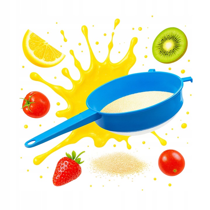 Sita plastic, Bimberek, 20cm, pentru filtrarea lichidelor, albastru, 34x20x8cm