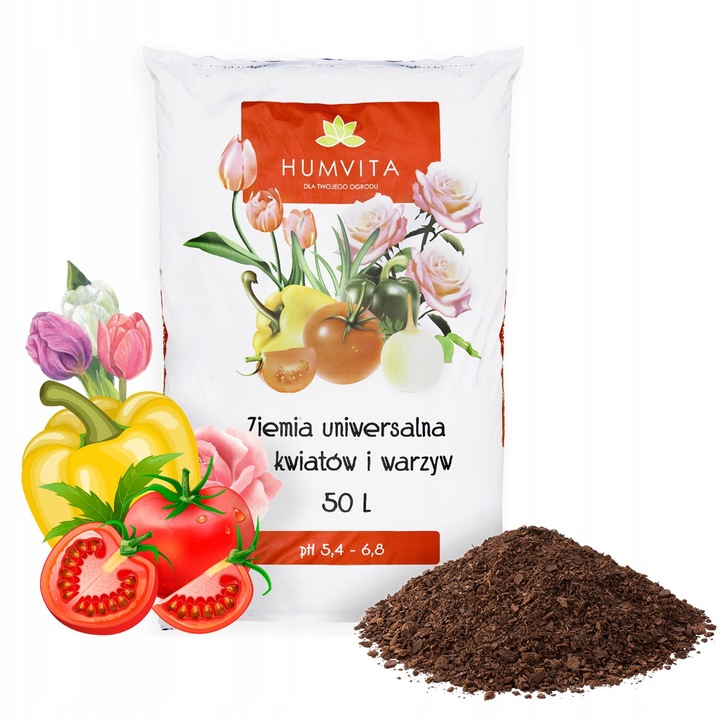 Pamant universal Bimberek, 50L, pentru flori, legume, plante ornamentale, ierburi, fructe, pH 5.4-6.8