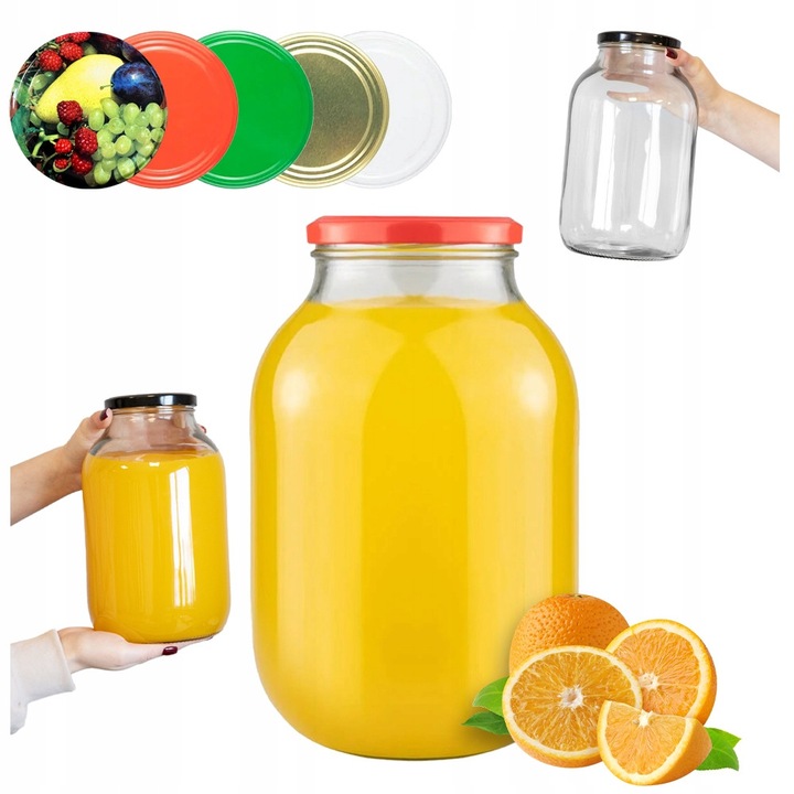 Borcan sticla 4L Bimberek, capac 10cm, transparent, ideal pentru muraturi si bauturi alcoolice