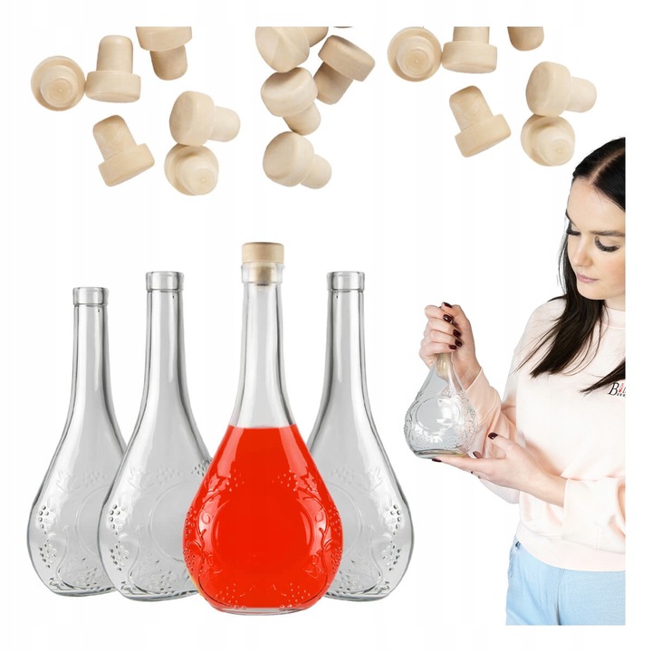 Set 5 Sticle Bimberek 500ml, 24,5x12cm, Transparent