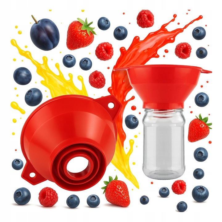 Bimberek univerzális tölcsér, széles szájú, kényelmes fogantyúkkal, többszínű, 8,5 cm x 15,5 cm