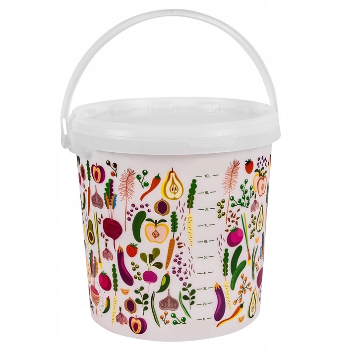 Galeata alimentara Bimberek 10L cu capac, design colorat, 26,8cm x 22,5cm