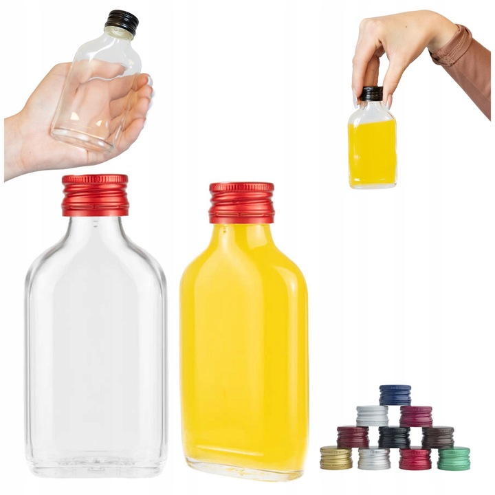 Set 5x Sticle Piersiowka 100ml cu Capac, Multicolor, 12,6x6,5x2,7cm