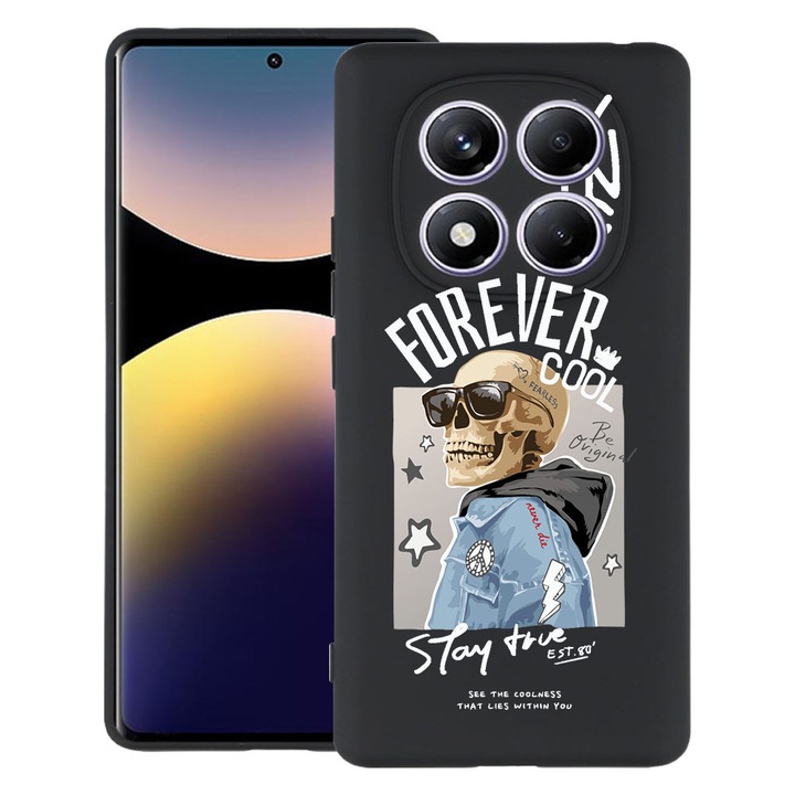 Силиконов калъф BestCase за Xiaomi Redmi Note 14 Pro 4G, Forever Cool Skeleton, Slim SIlicon 0.8MM, Camera Protection, Black, 1997856 B 935