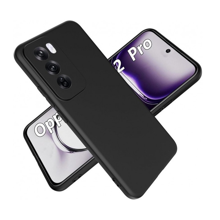 Husa Upzz Ultra Slim New Compatibila Cu Oppo Reno 12 Pro 5G, Silicon Soft Slim, Protectie La Camera, Negru