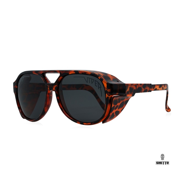 Ochelari de soare Ghetto Pit Viper G, unisex, maro/negru, pentru activitati sportive, certificare CE UV400