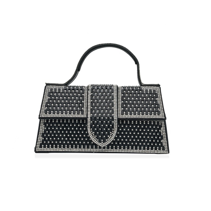 Geanta mini de seara, Ghetto, cu pietre, argintie, aurie, neagra