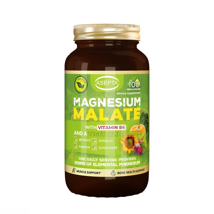 Malat de magneziu cu complex vegetal (100 capsule)