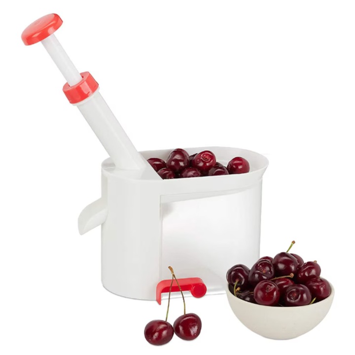 Aparat de Scos Samburi, Destinat pentru Cirese, Visine, Masline, Prindere de Masa prin Ventuza, Alb/Rosu TopBazar