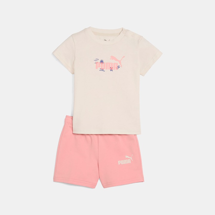 Compleu copii, Puma, set tricou si pantaloni, roz, bumbac