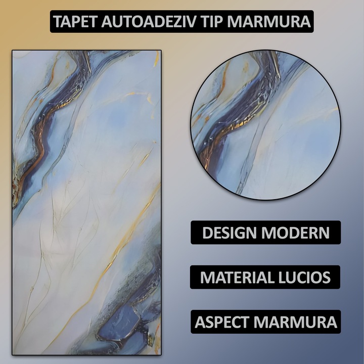 Set 20 x tapet autoadeziv imitatie marmura NEXTLY, waterproof, ajustabil, adeziv puternic, usor de montat, suprafata acoperire 3.6 mp, 30x60 cm, 2mm grosime, 256-1